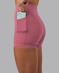 Woman wearing Elixir Ultra High-Rise 4" Short Pockets - Mauve Haze
