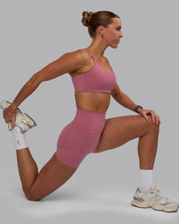 Woman wearing Elixir Ultra High-Rise 4" Short Pockets - Mauve Haze