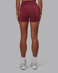 Women Wearing Flux Ultra High-Rise 4" Short Pockets - Cranberry