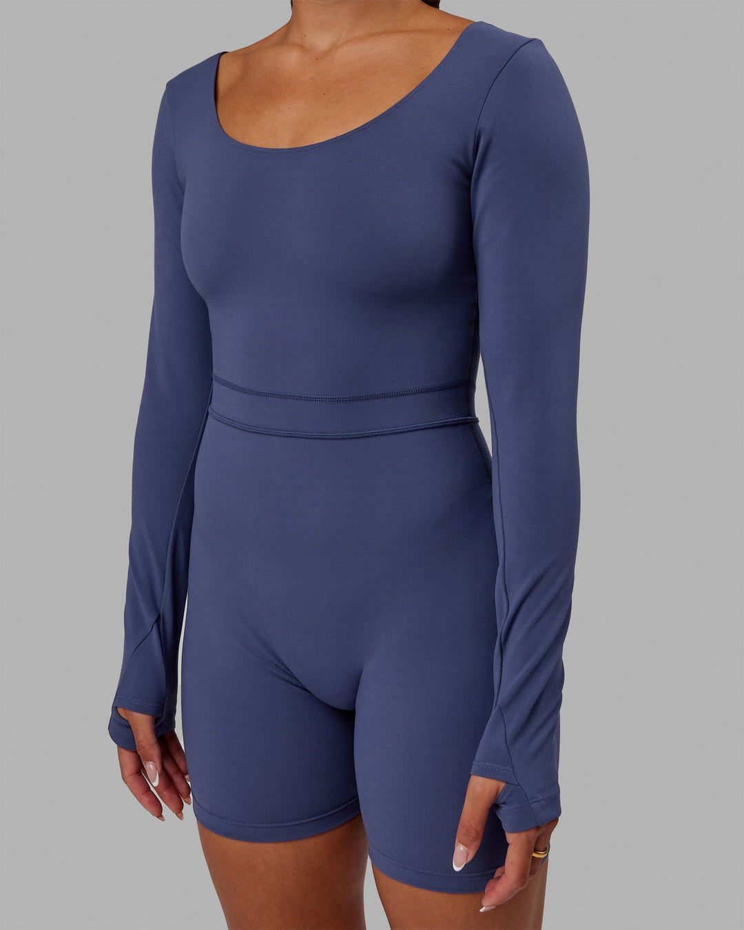 Woman wearing Focus Long Sleeve Bodysuit - Future Dusk