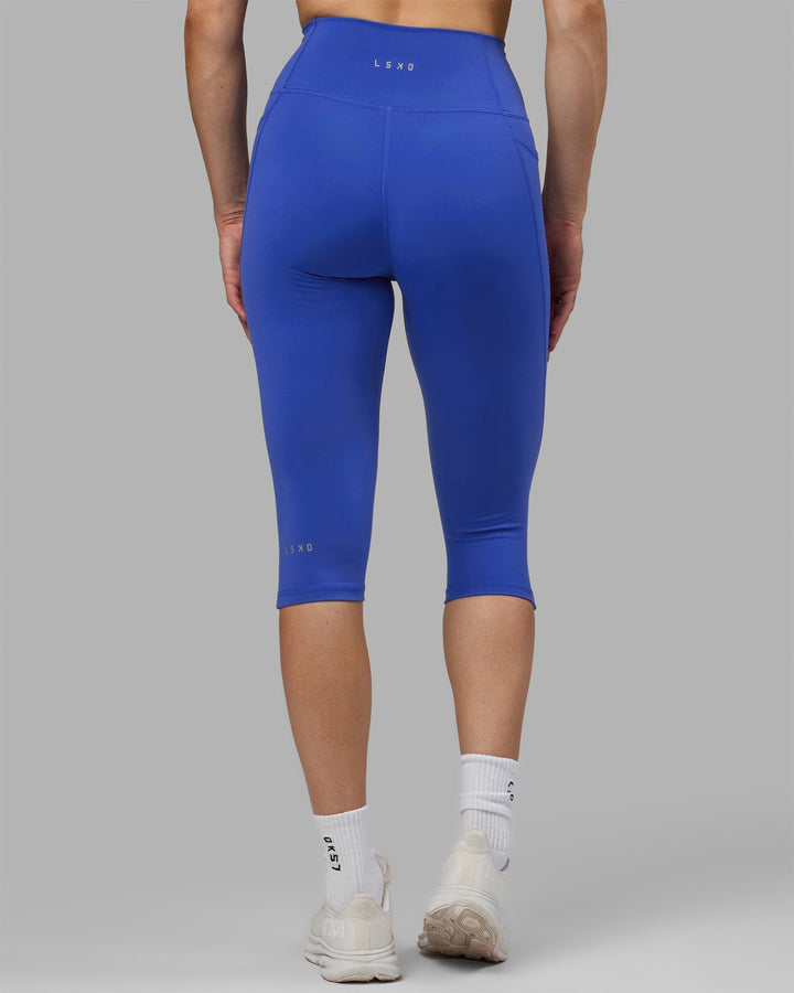 Woman wearing Fusion 3/4 Length Leggings - Power Cobalt
