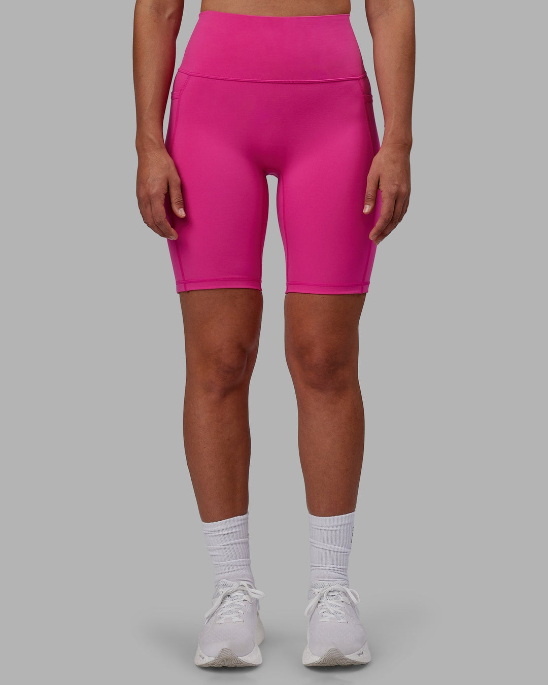 Woman wearing Fusion Bike Shorts - Fuchsia Pink