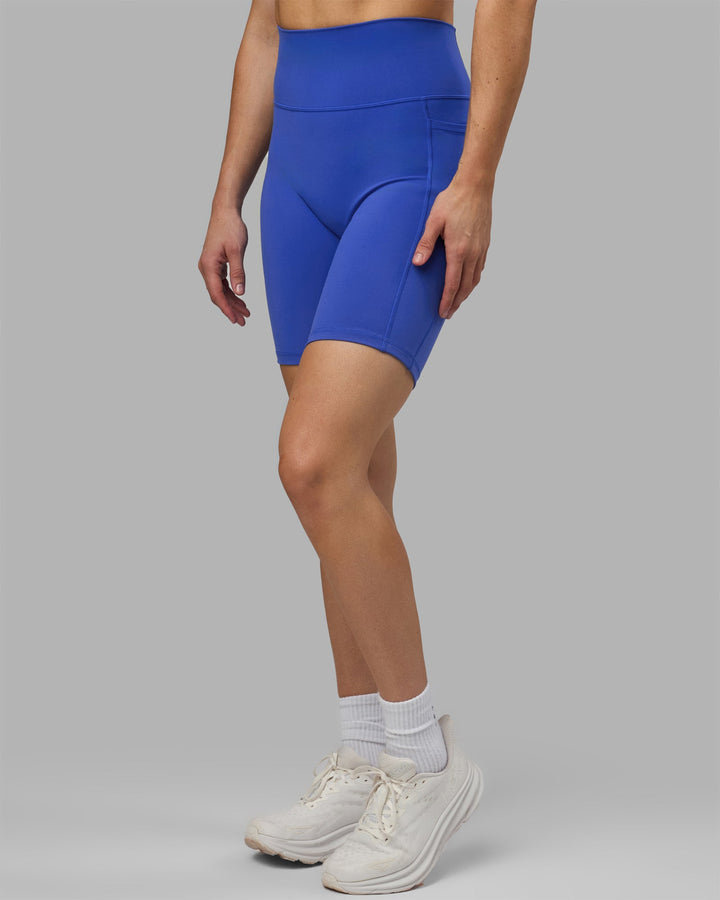 Woman wearing Fusion Bike Shorts - Power Cobalt
