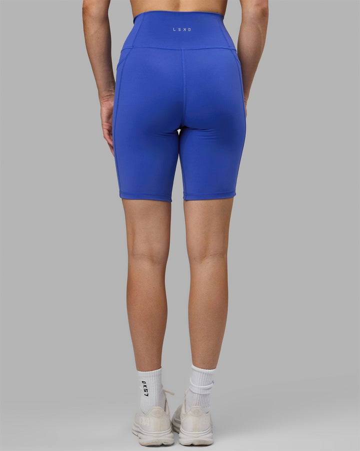 Woman wearing Fusion Bike Shorts - Power Cobalt
