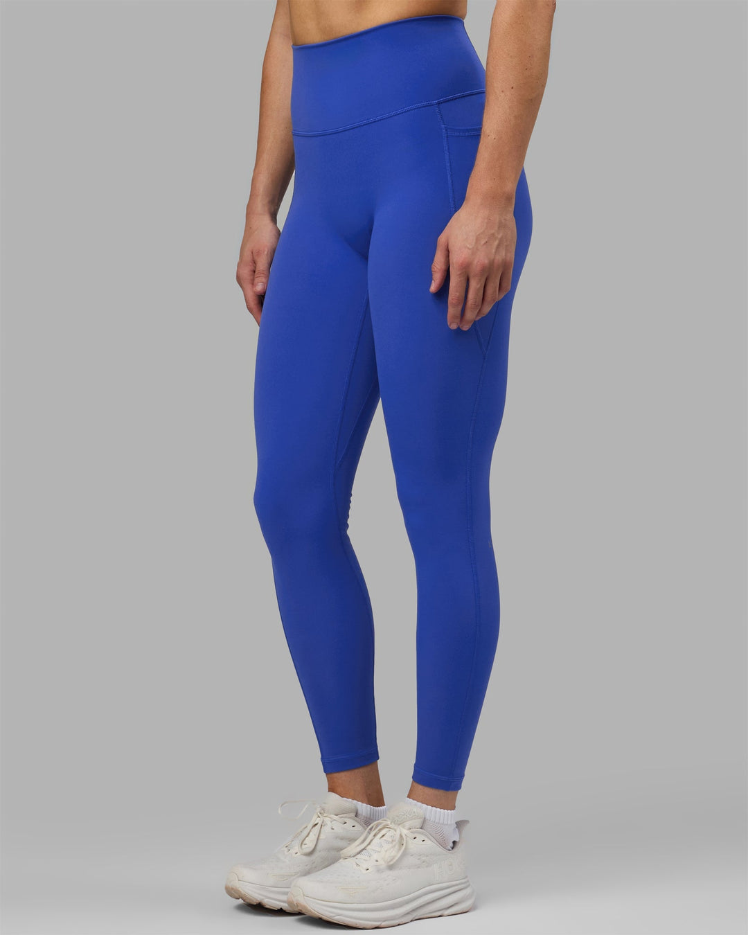 Woman wearing Fusion Ultra High-Rise Full Length Legging Pockets - Power Cobalt | Model:Hannah | Size:S