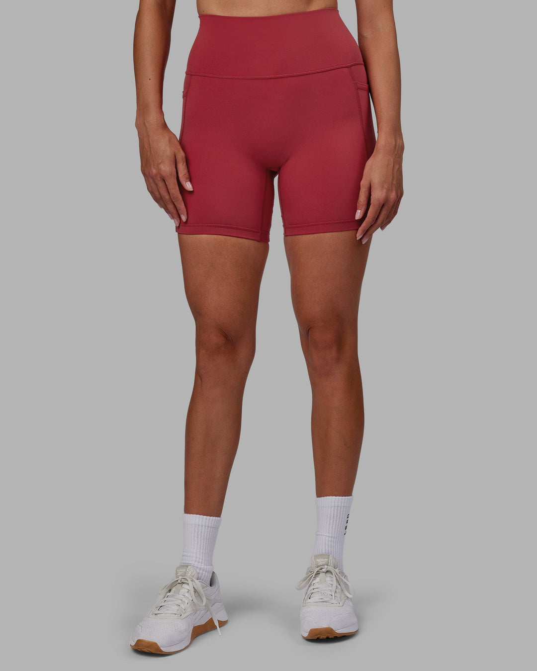 Woman wearing Fusion Mid-Length Shorts - Claret