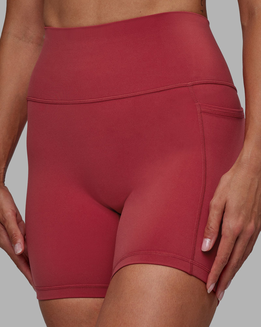 Woman wearing Fusion Mid-Length Shorts - Claret