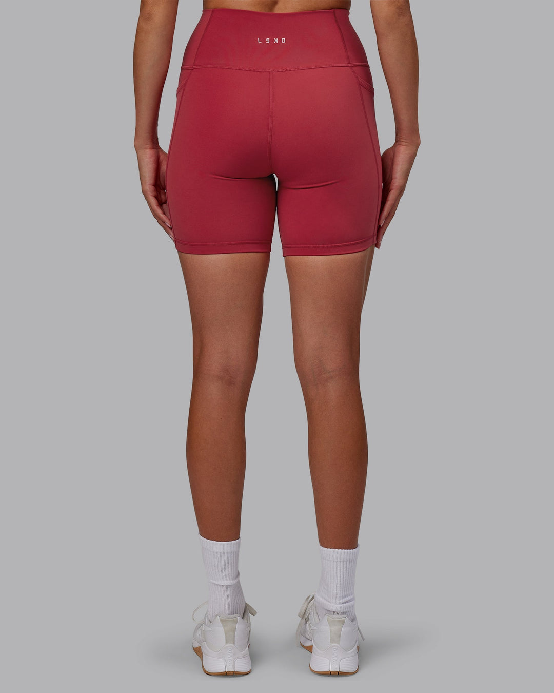 Woman wearing Fusion Mid-Length Shorts - Claret