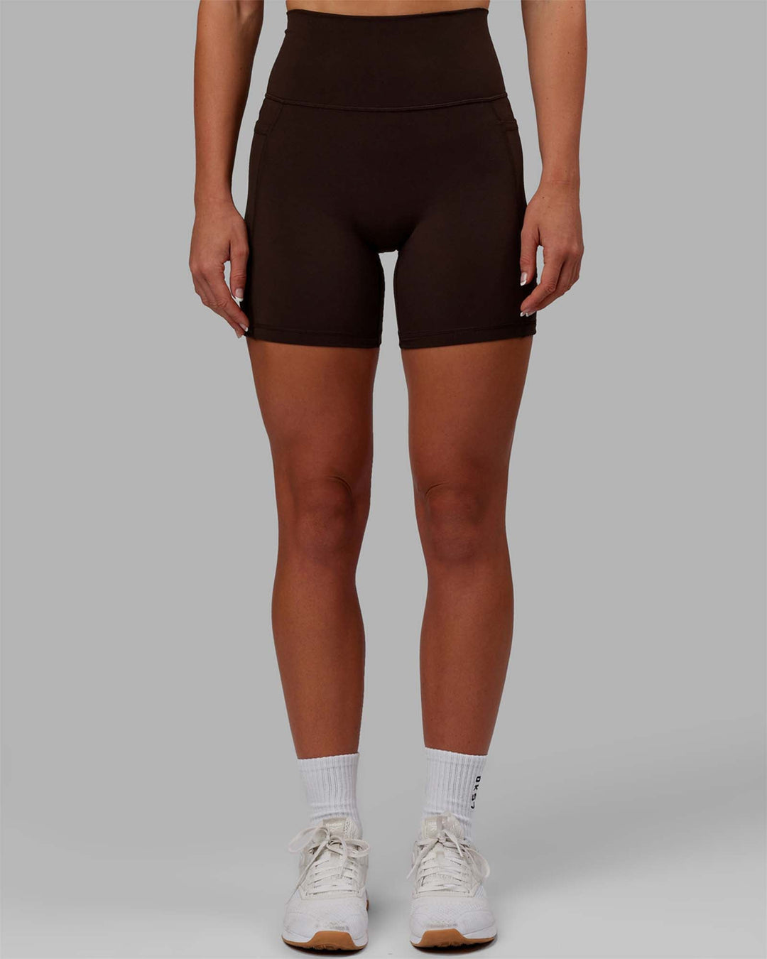 Woman wearing Fusion Mid-Length Shorts - Dark Chocolate
