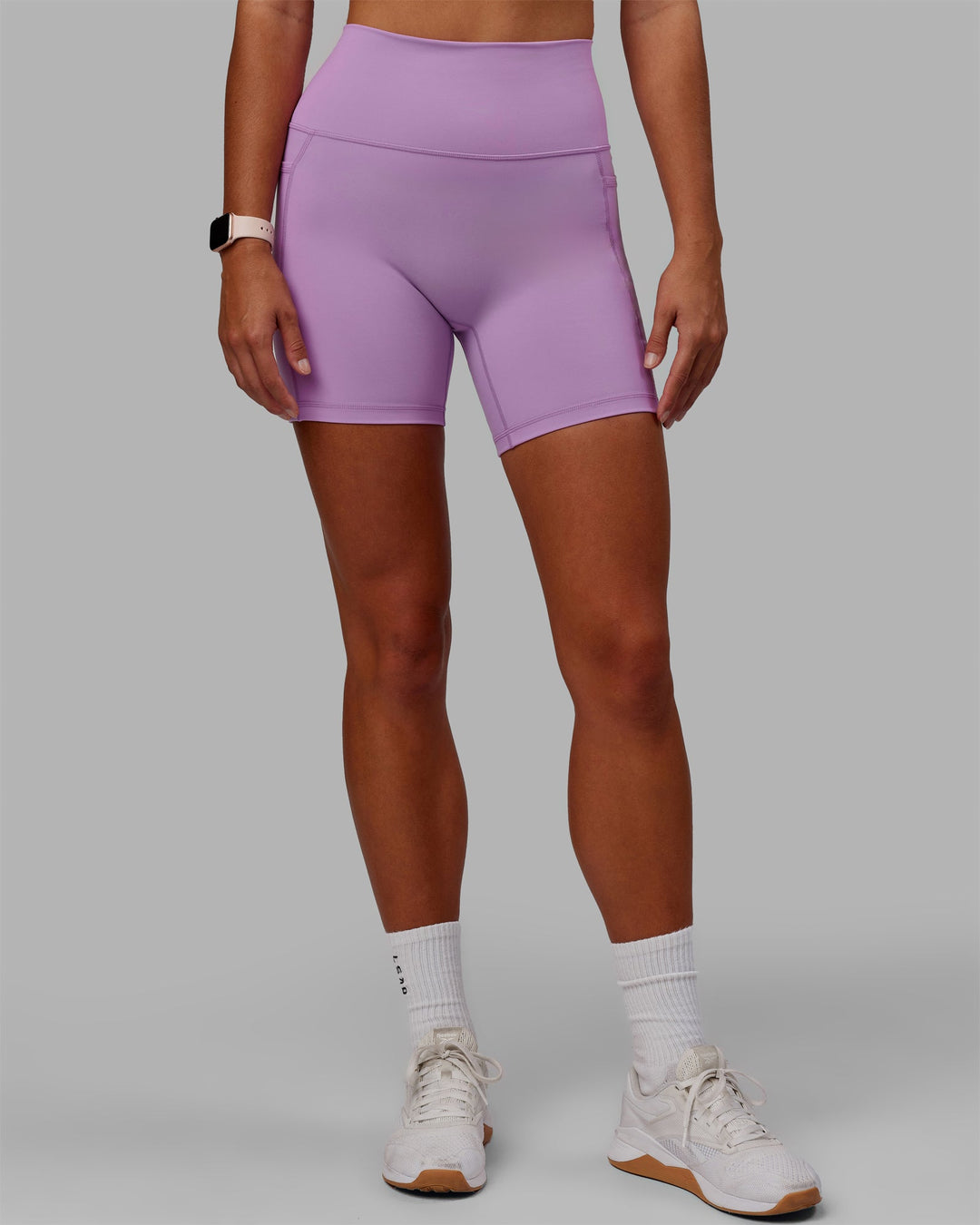 Woman wearing Fusion Mid-Length Shorts - Light Violet