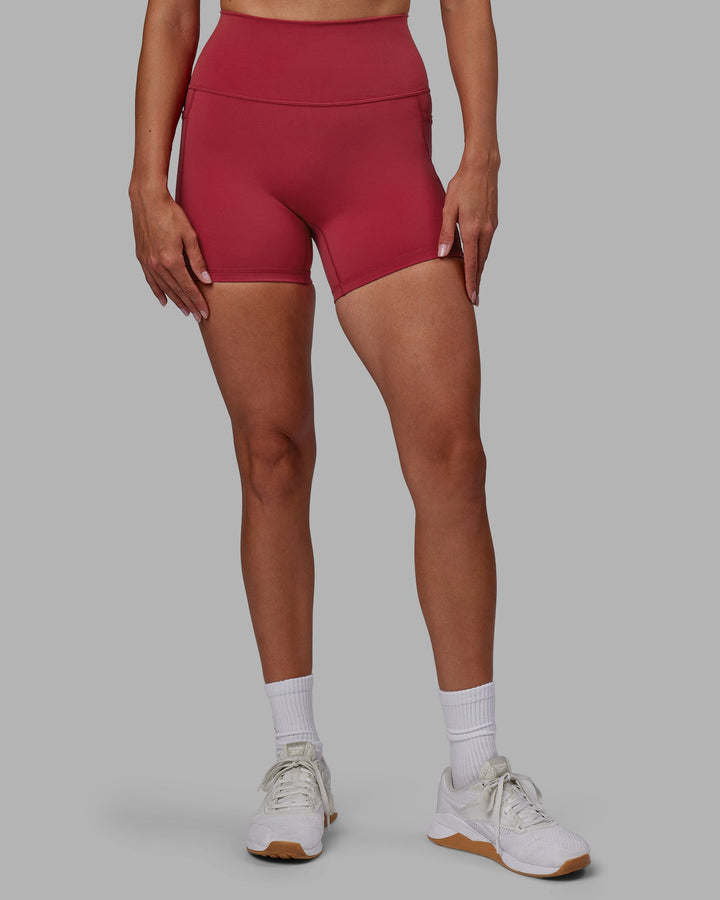 Woman wearing Fusion X-Length Shorts - Claret
