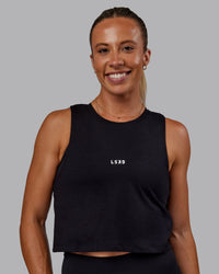 Woman wearing Go-To FLXCotton Tank - Black-White