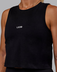 Woman wearing Go-To FLXCotton Tank - Black-White