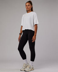 Woman wearing Go-To Modal Oversized Cropped Tee - White-White