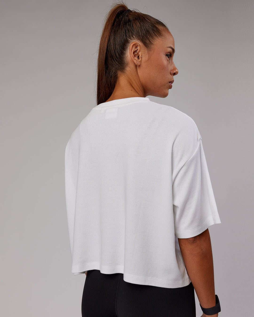 Woman wearing Go-To Modal Oversized Cropped Tee - White-White