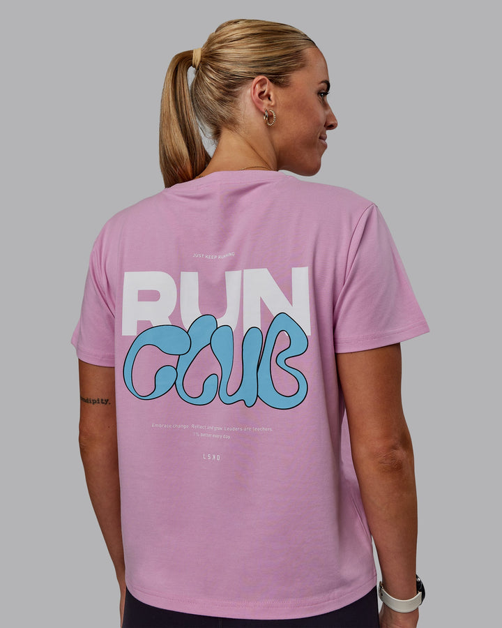 Woman wearing Gone Running FLXCotton Tee - Bubblegum-Skyride
