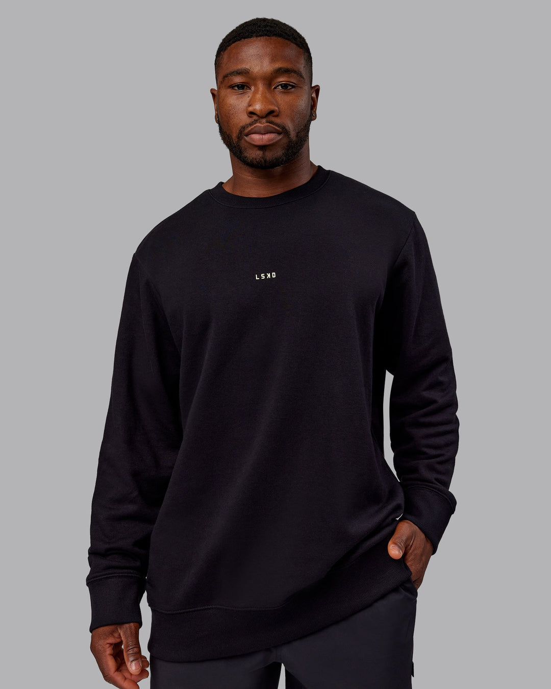 Man wearing Leg It Sweater - Black-Volt