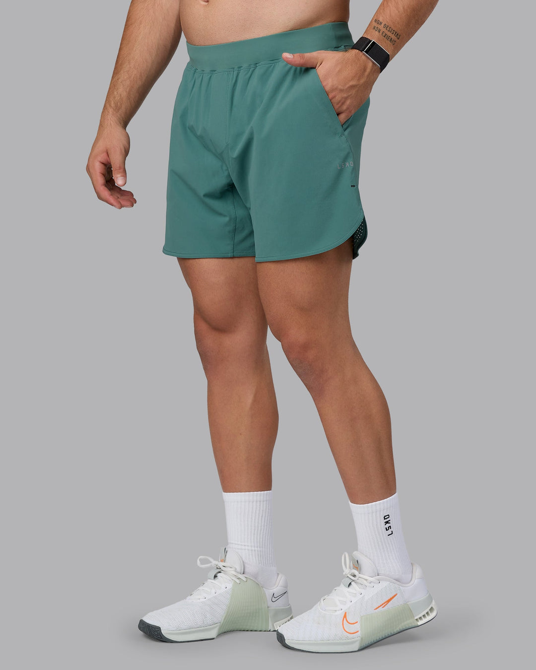 Man wearing Lift 6&quot; Lined Performance Shorts - Sagebrush