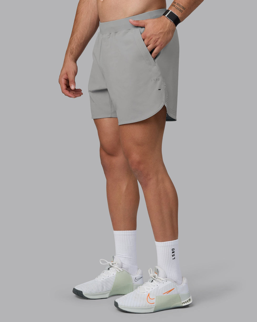 Man wearing Lift 6&quot; Performance Shorts - Circular Grey