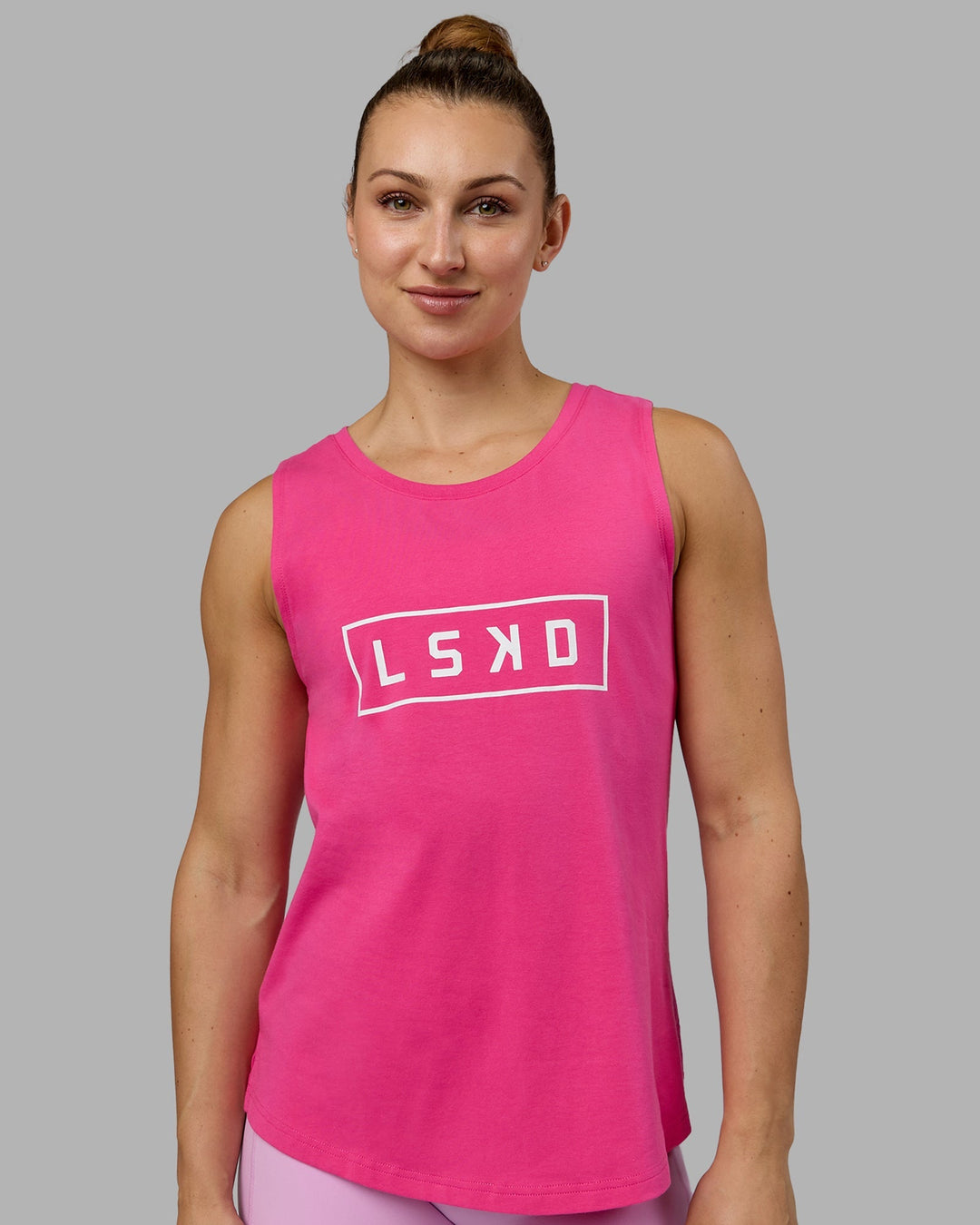 Luna FLXCotton Longline Tank - Ultra Pink-White