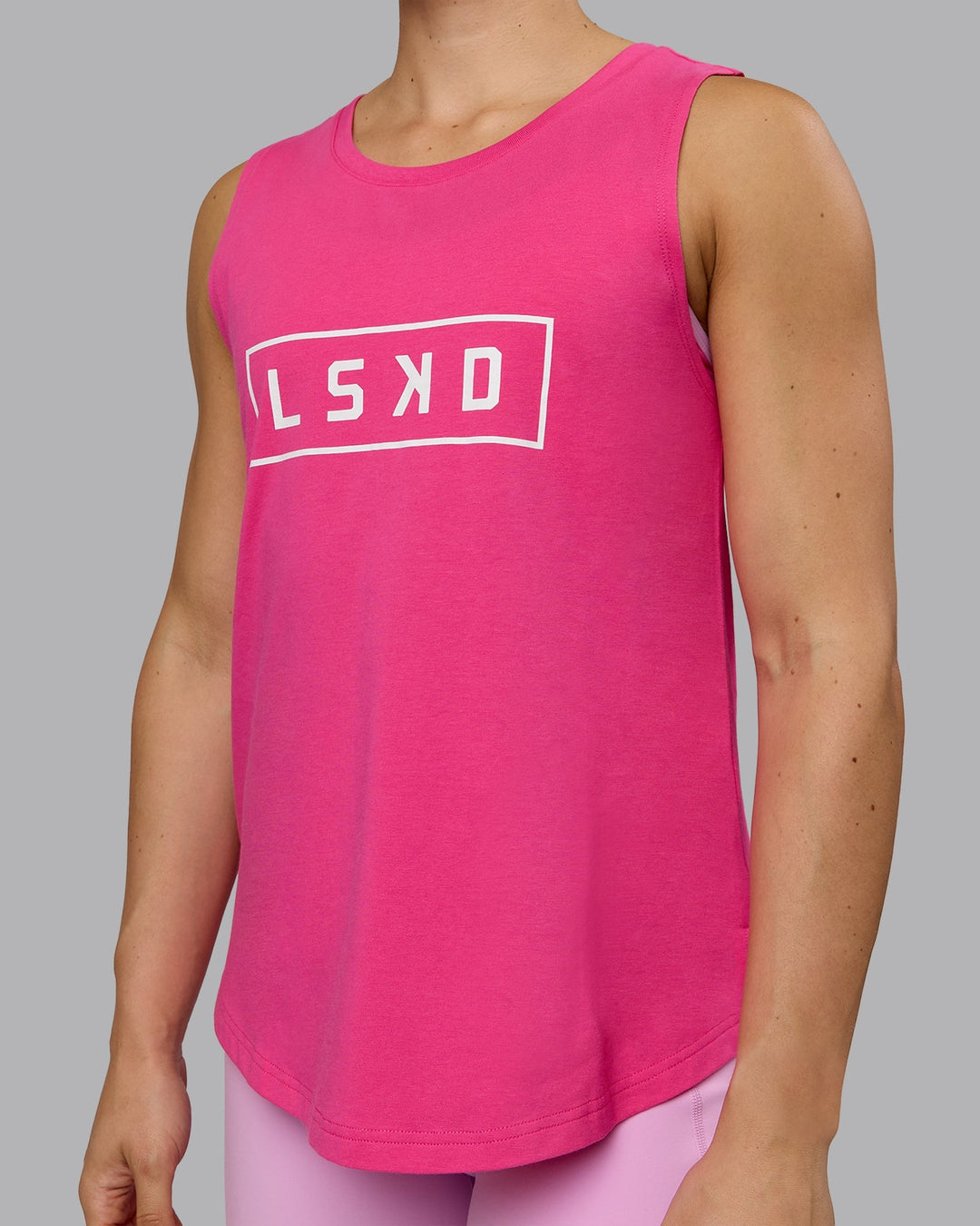 Luna FLXCotton Longline Tank - Ultra Pink-White