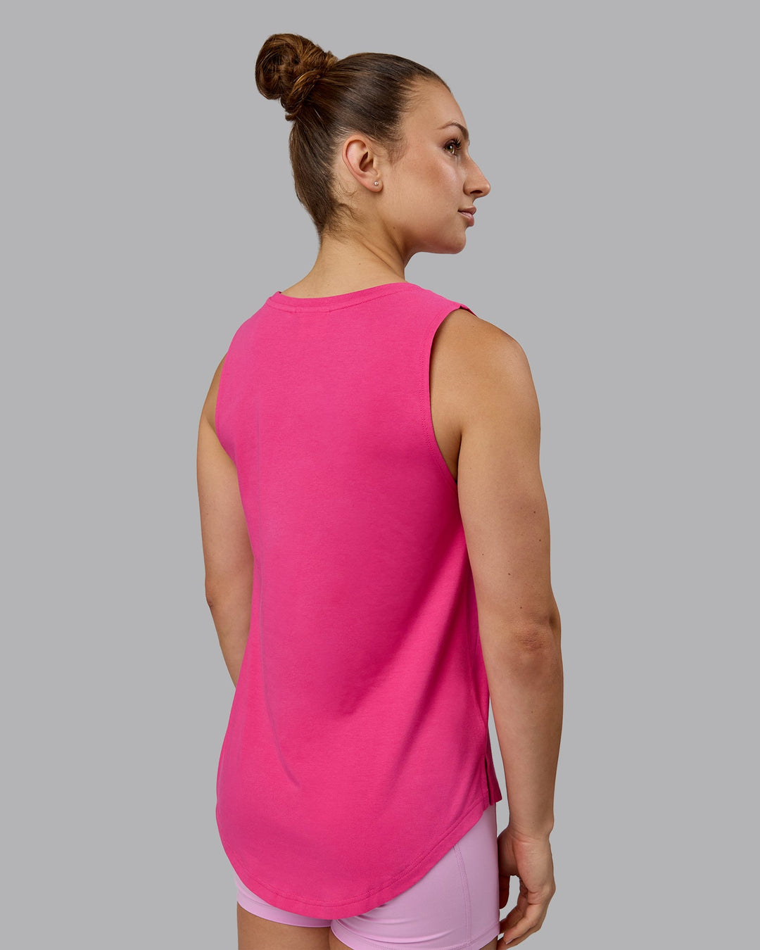 Luna FLXCotton Longline Tank - Ultra Pink-White