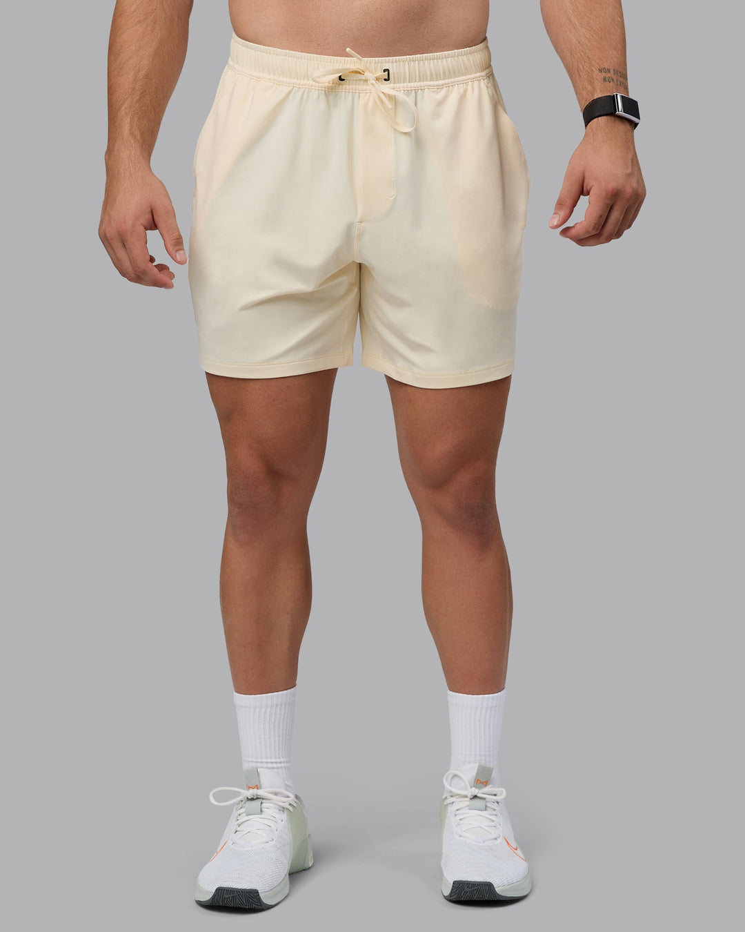 Man wearing Restore 6&quot; CloudFLX Shorts - Ivory