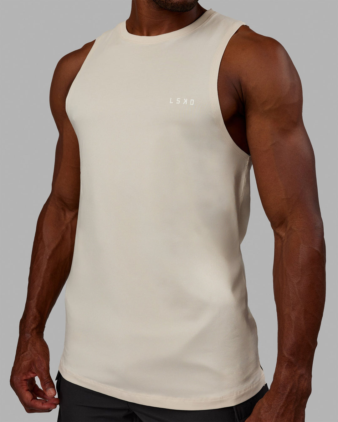 Man wearing Deluxe PimaFLX Tank - Chalk