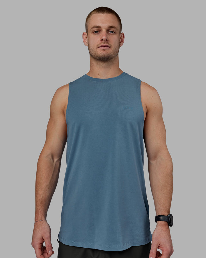 Man wearing Deluxe PimaFLX Tank - Elemental Blue
