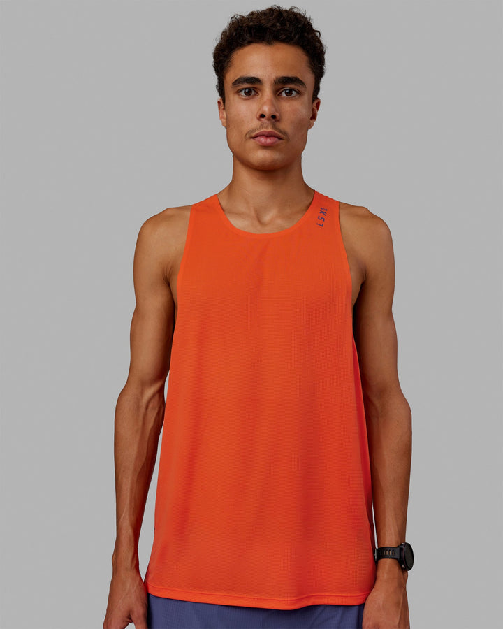 Man wearing Race Day Tank - Ultra Orange-Future Dusk