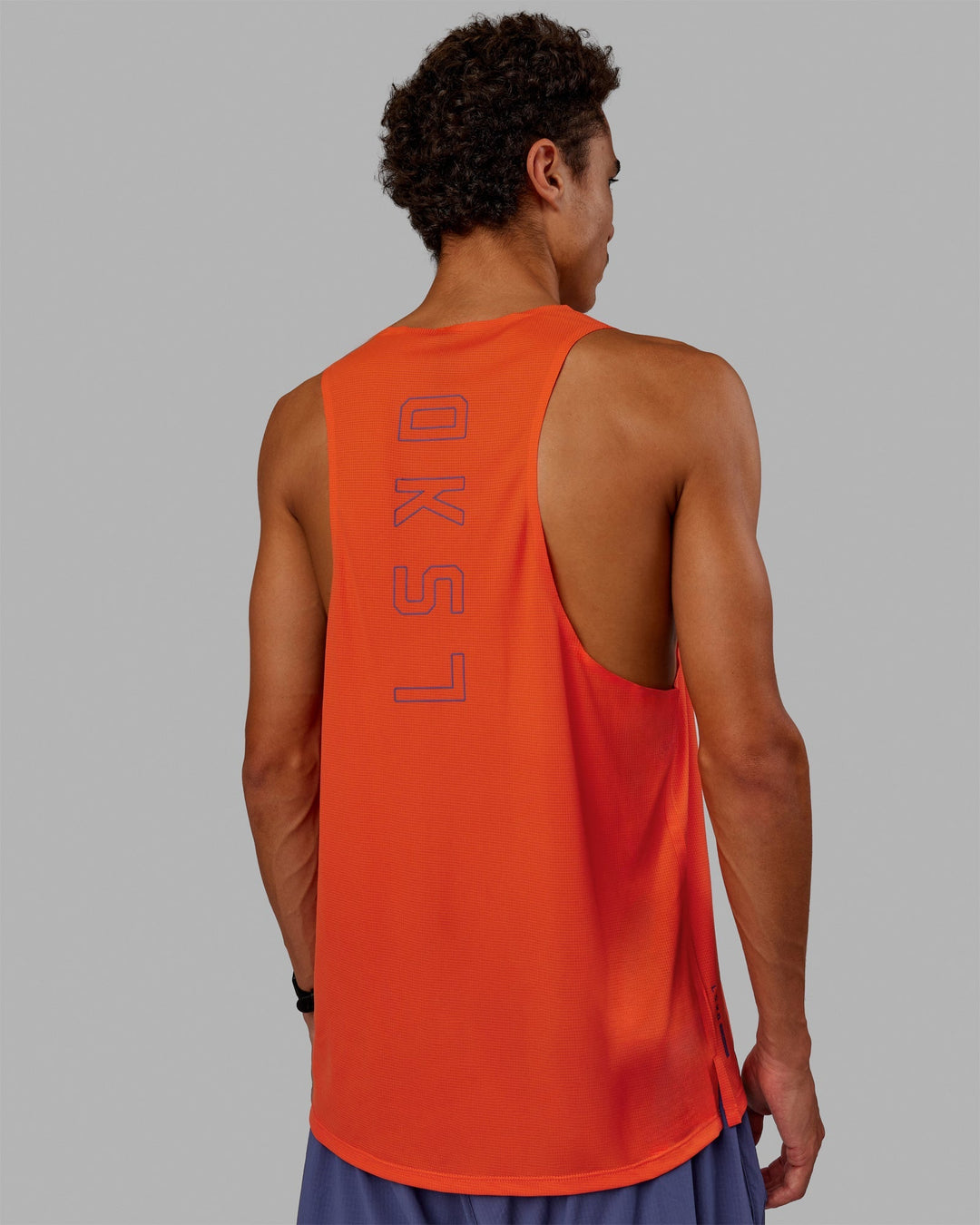 Man wearing Race Day Tank - Ultra Orange-Future Dusk