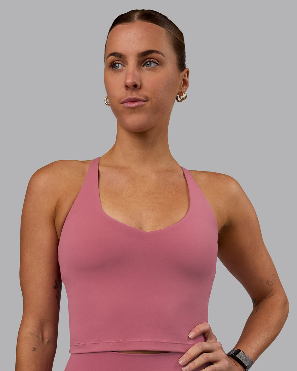 Woman wearing Movement Active Tank - Mauve Haze