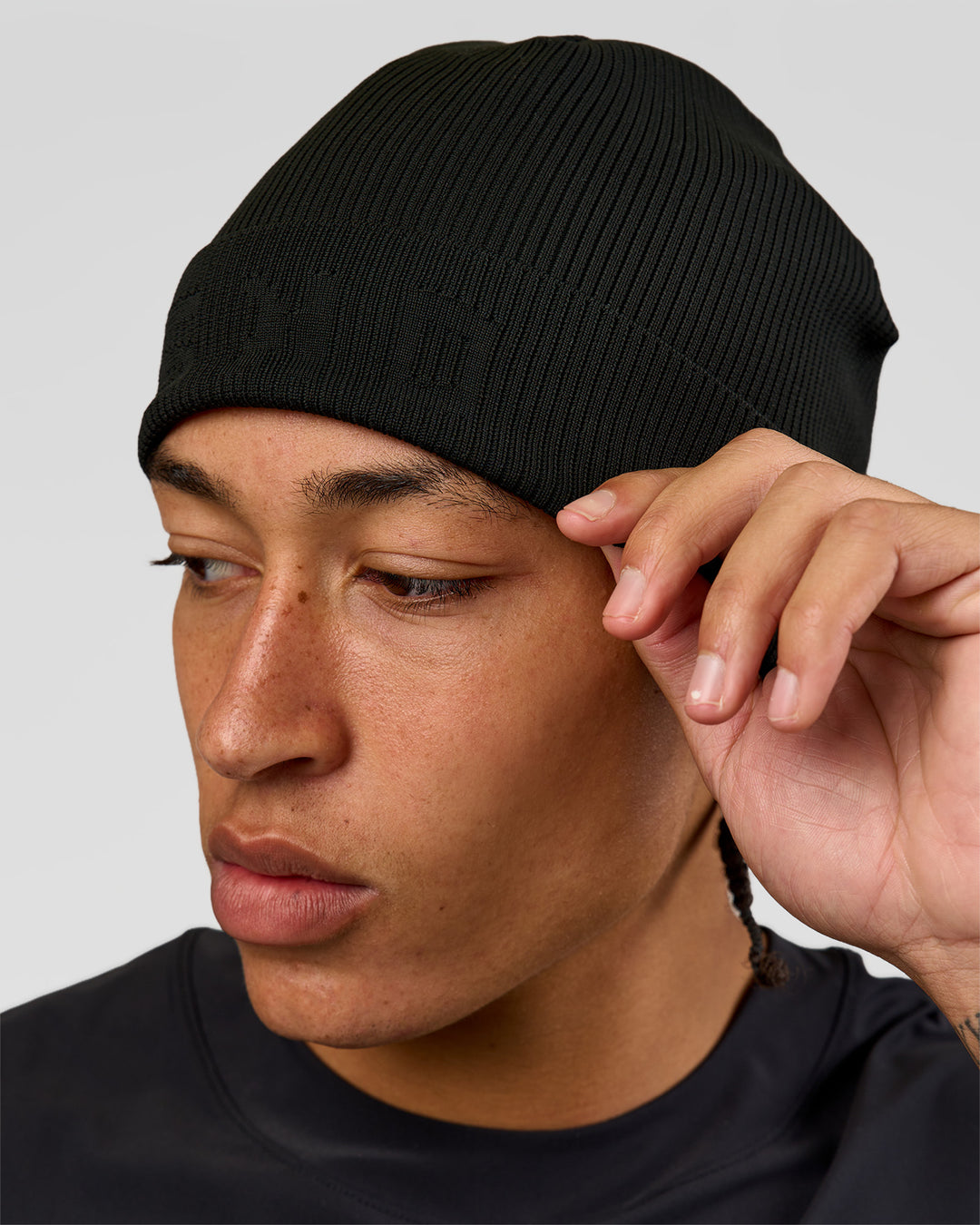 Man wearing Pace Beanie in Black  - view 1