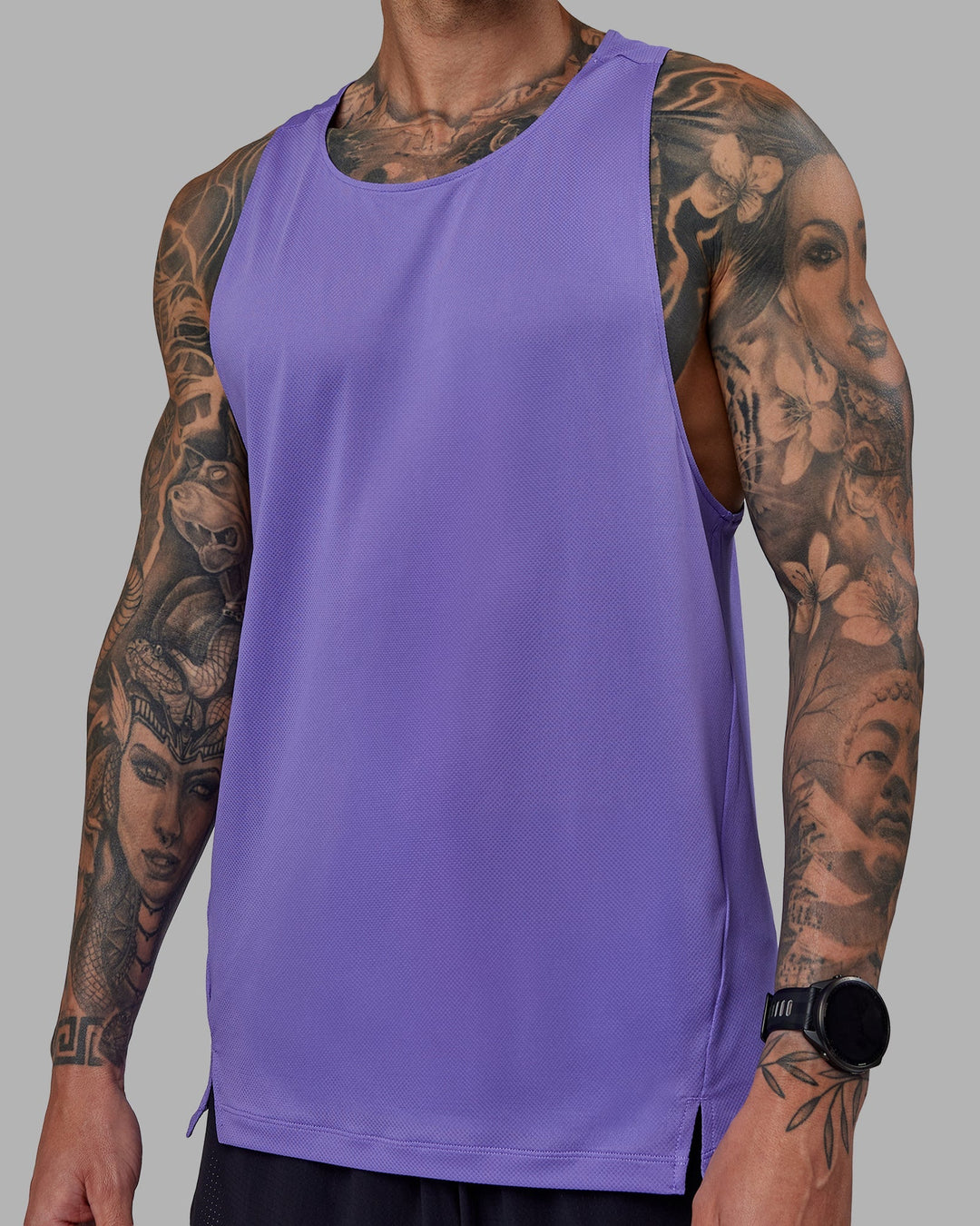 Man wearing Pace Running Tank - Dahlia Purple