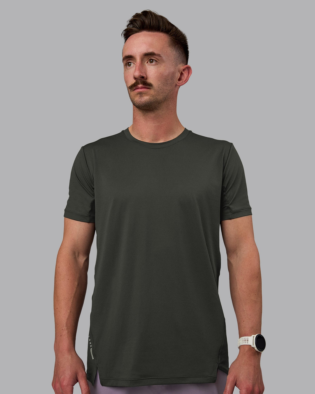 Man wearing Pace Running Tee - Pirate Black