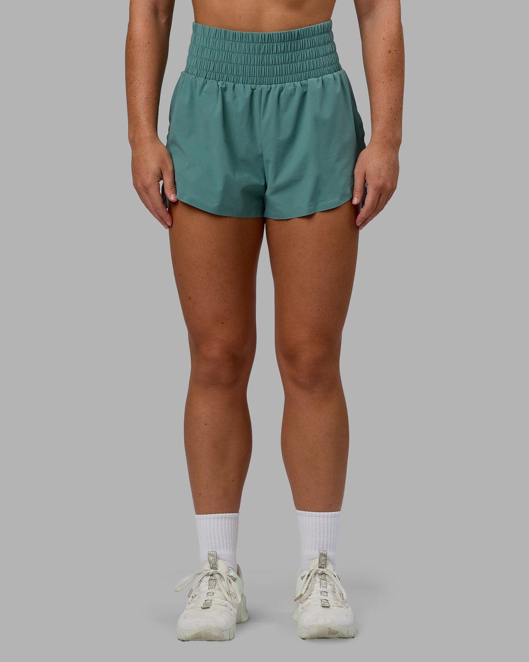 Woman wearing Power Train 2&quot; Shorts - Sagebrush