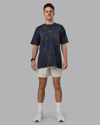 Man wearing Power Oversized Tee - Pirate Black Washed |Model:Cameron | Size:M
