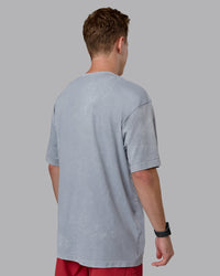 Man wearing Power Oversized Tee - Tradewinds Washed | Model:Cameron | Size:M