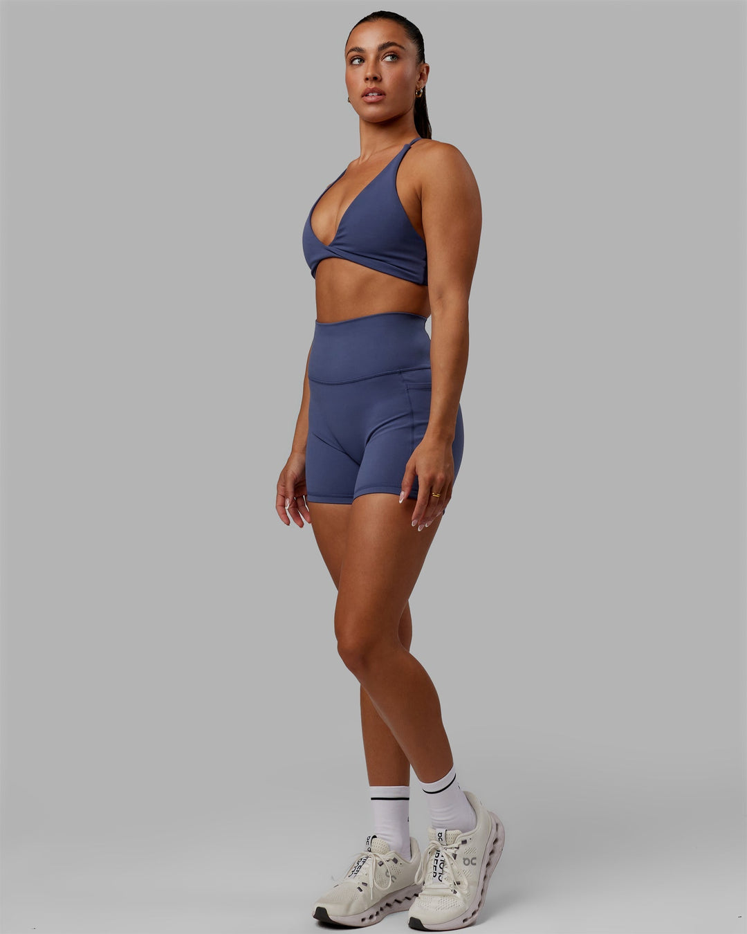 Woman wearing Progression Bra - Future Dusk