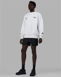 Man wearing Unisex Redline Sweater Oversize - White-Navy