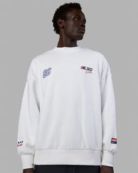 Man wearing Unisex Redline Sweater Oversize - White-Navy