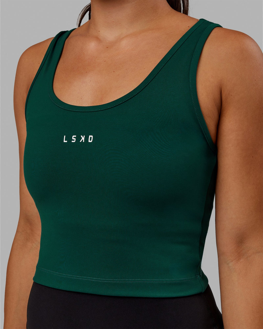 Woman wearing Reflex Active Tank - Dark Moss