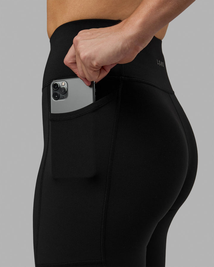 Woman wearing Rep 3/4 Length Leggings - Black-White
