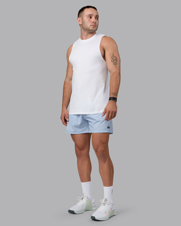 Man wearing Rep 5&quot; Performance Shorts - Digital Camo Ice Blue
