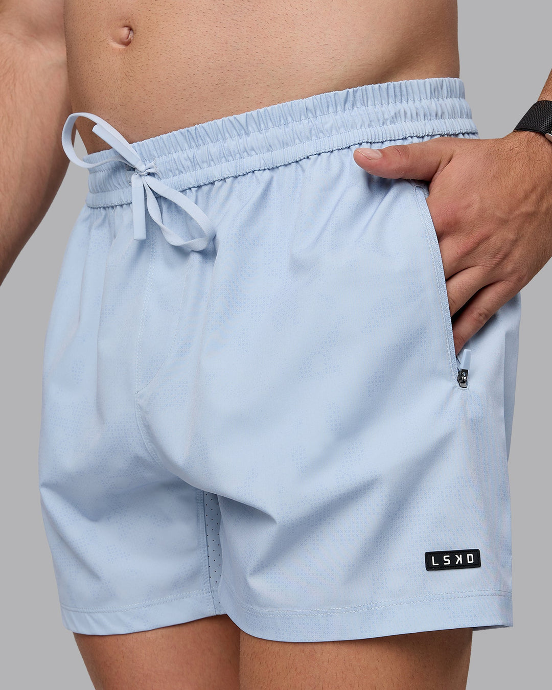 Man wearing Rep 5&quot; Performance Shorts - Digital Camo Ice Blue