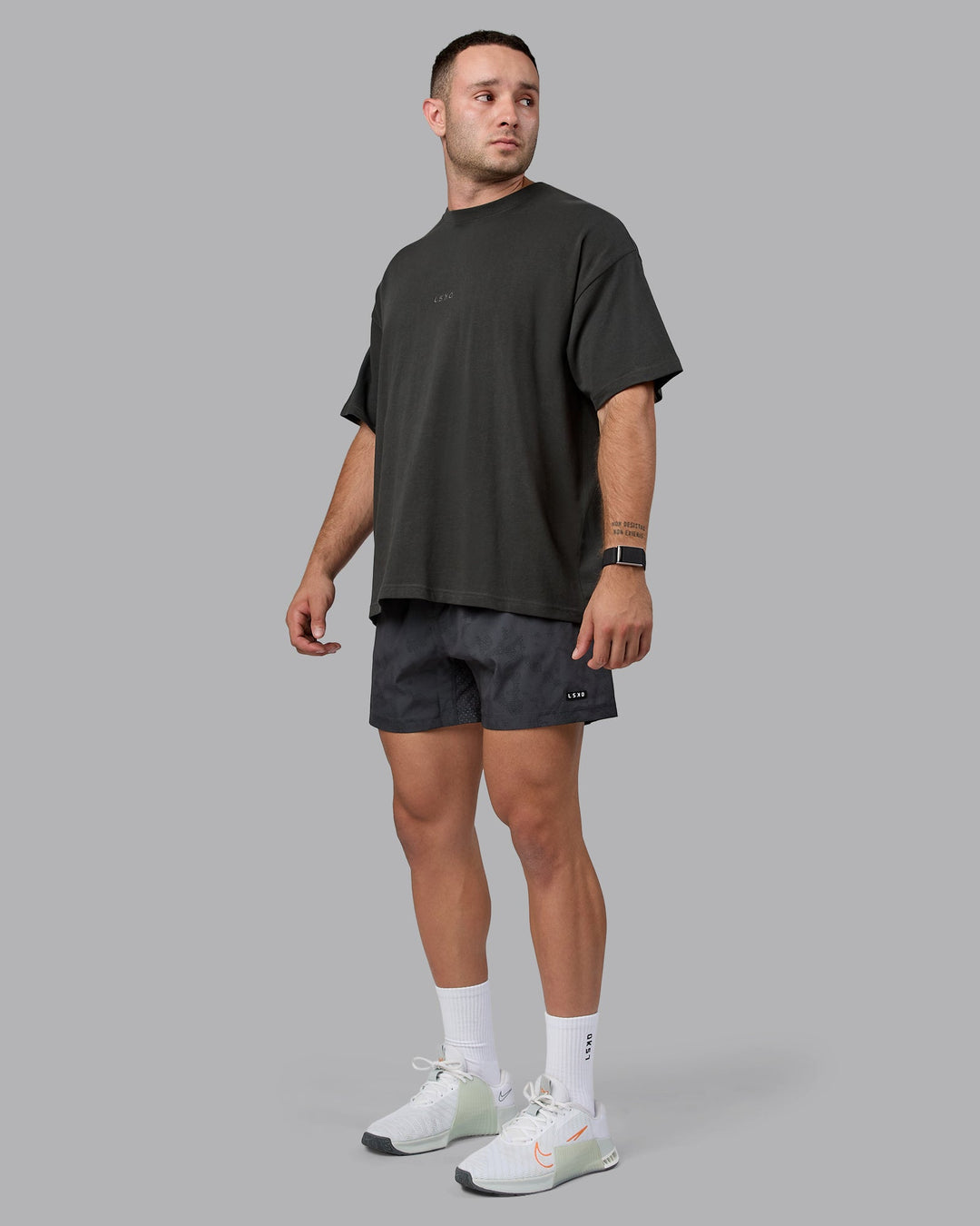 Man wearing Rep 5&quot; Performance Shorts - Digital Camo Pirate Black