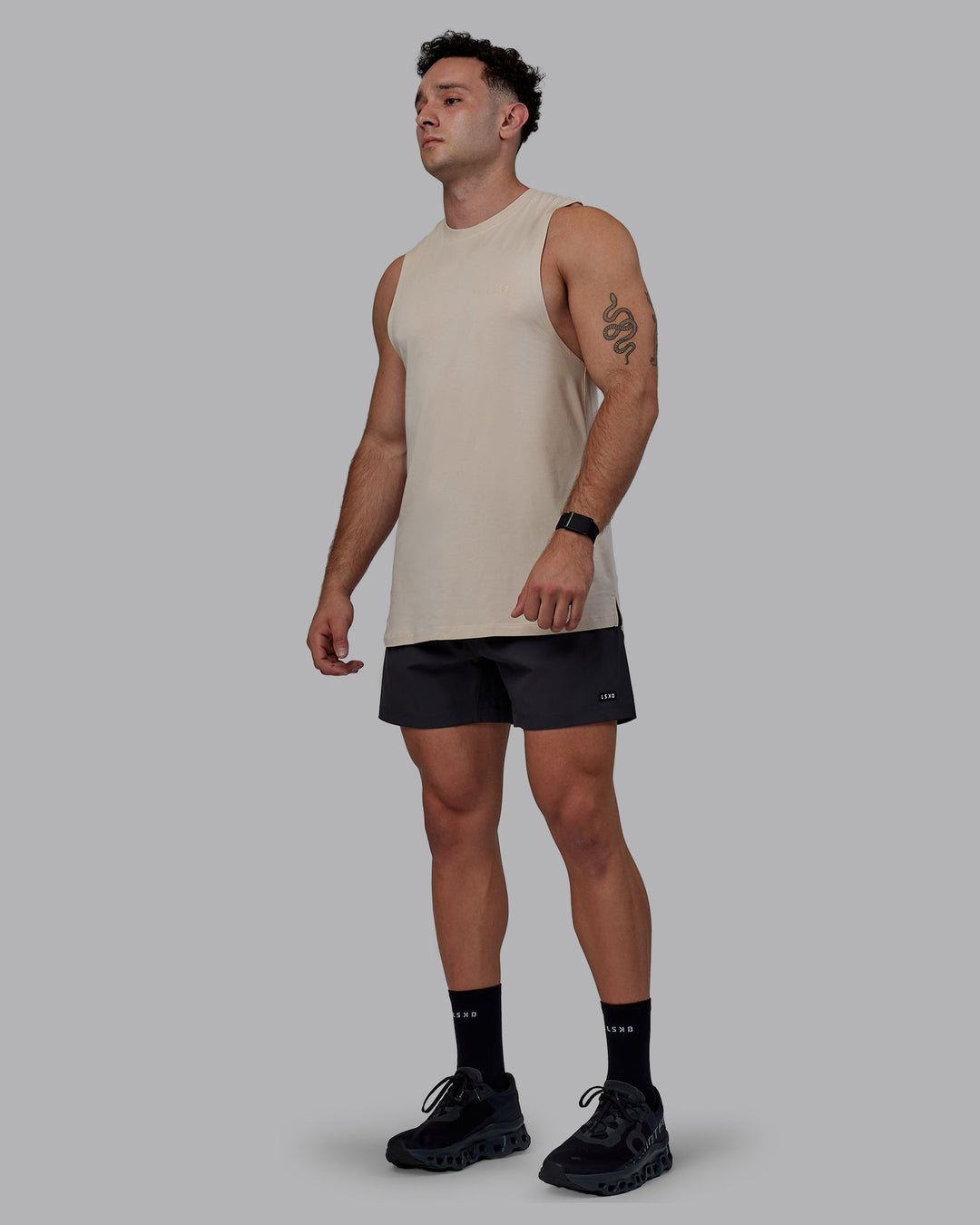 Man wearing Rep 5&quot; Performance Shorts - Pirate Black