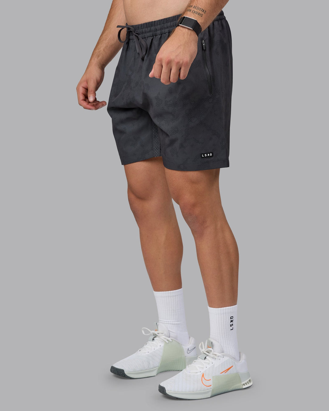 Man wearing Rep 7&quot; Performance Shorts - Digital Camo Pirate Black