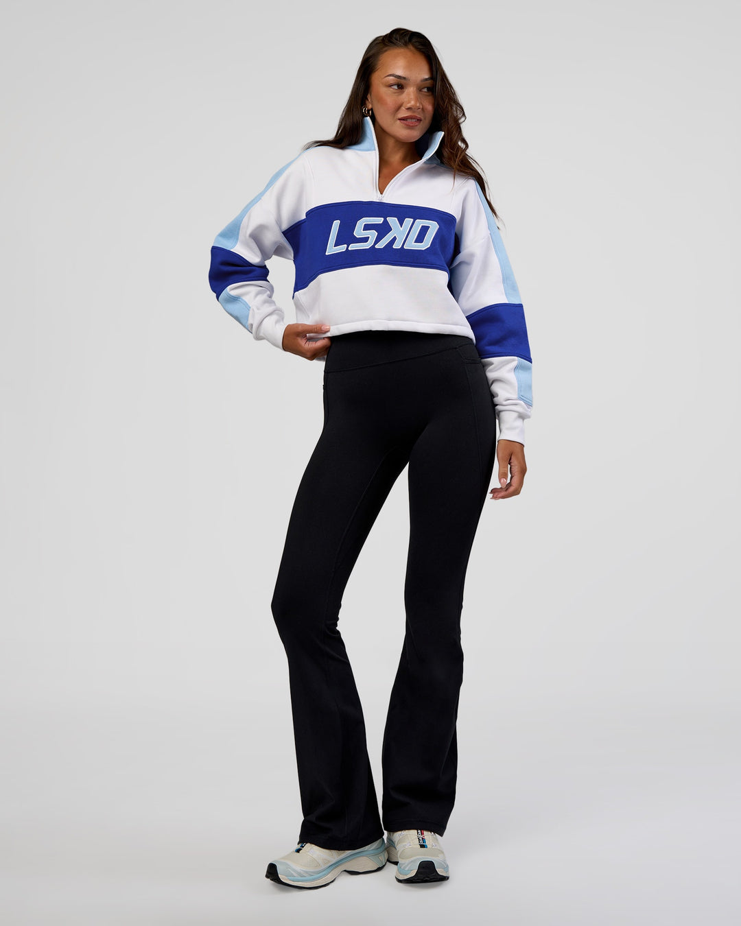 Slam Quarter Zip Sweater - White-Electric Indigo