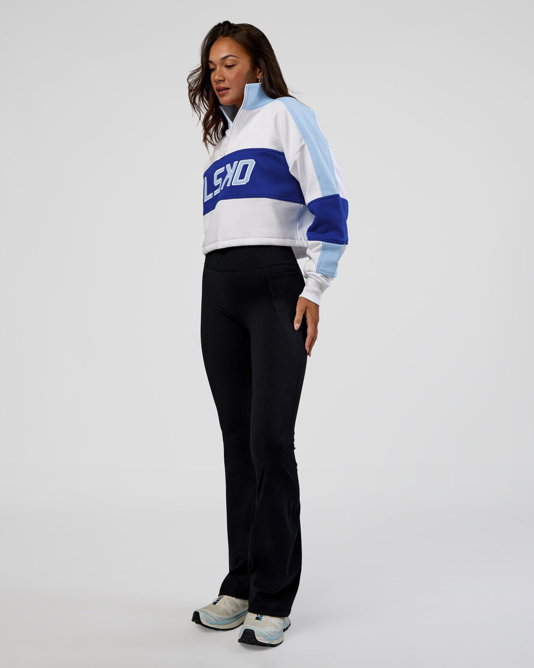 Slam Quarter Zip Sweater - White-Electric Indigo